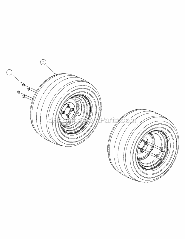 Wheel Assembly Diagram and Parts List for M60-KH 53AH5BDX750 Cub Cadet Sprayer
